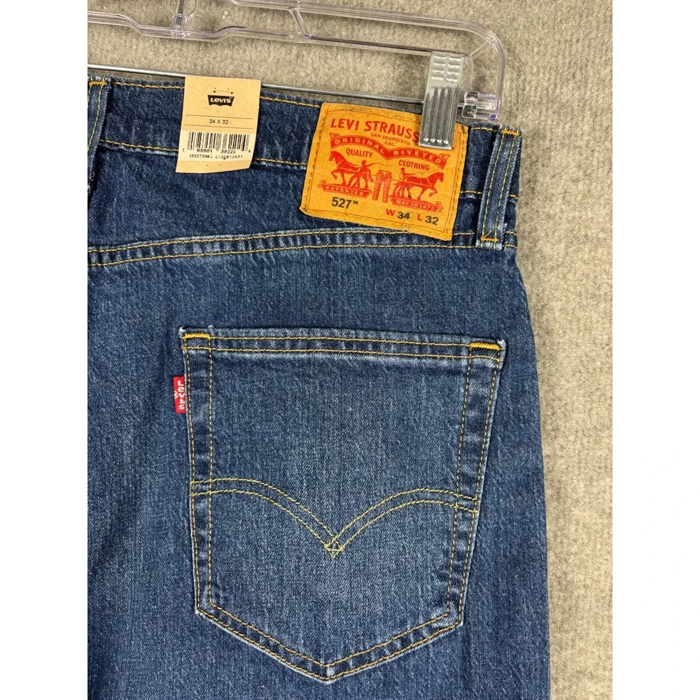 Levis 527 Slim Bootcut Jeans Medium Wash Denim 34x32 Blue Mens